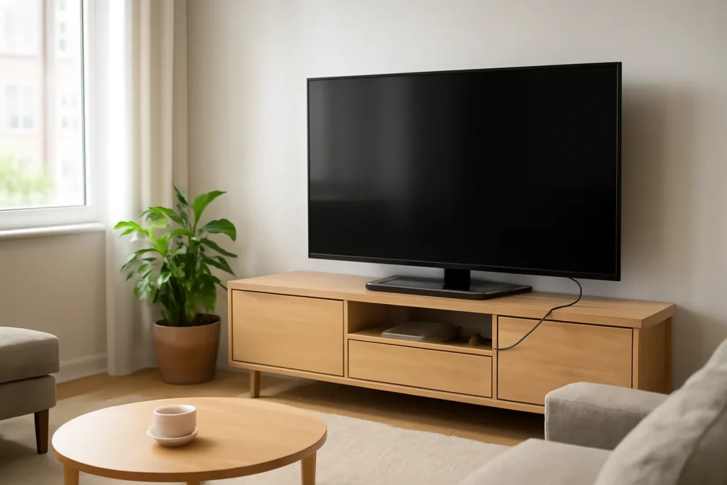 Android TV box setup in a modern living room