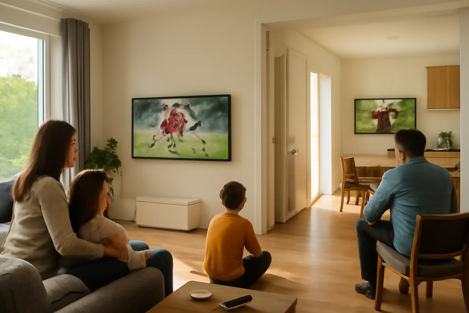 Multi-room TV viewing setup in a European home